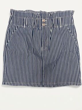 Striped Navy and White Denim Skirt